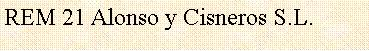 Cuadro de texto: REM 21 Alonso y Cisneros S.L.